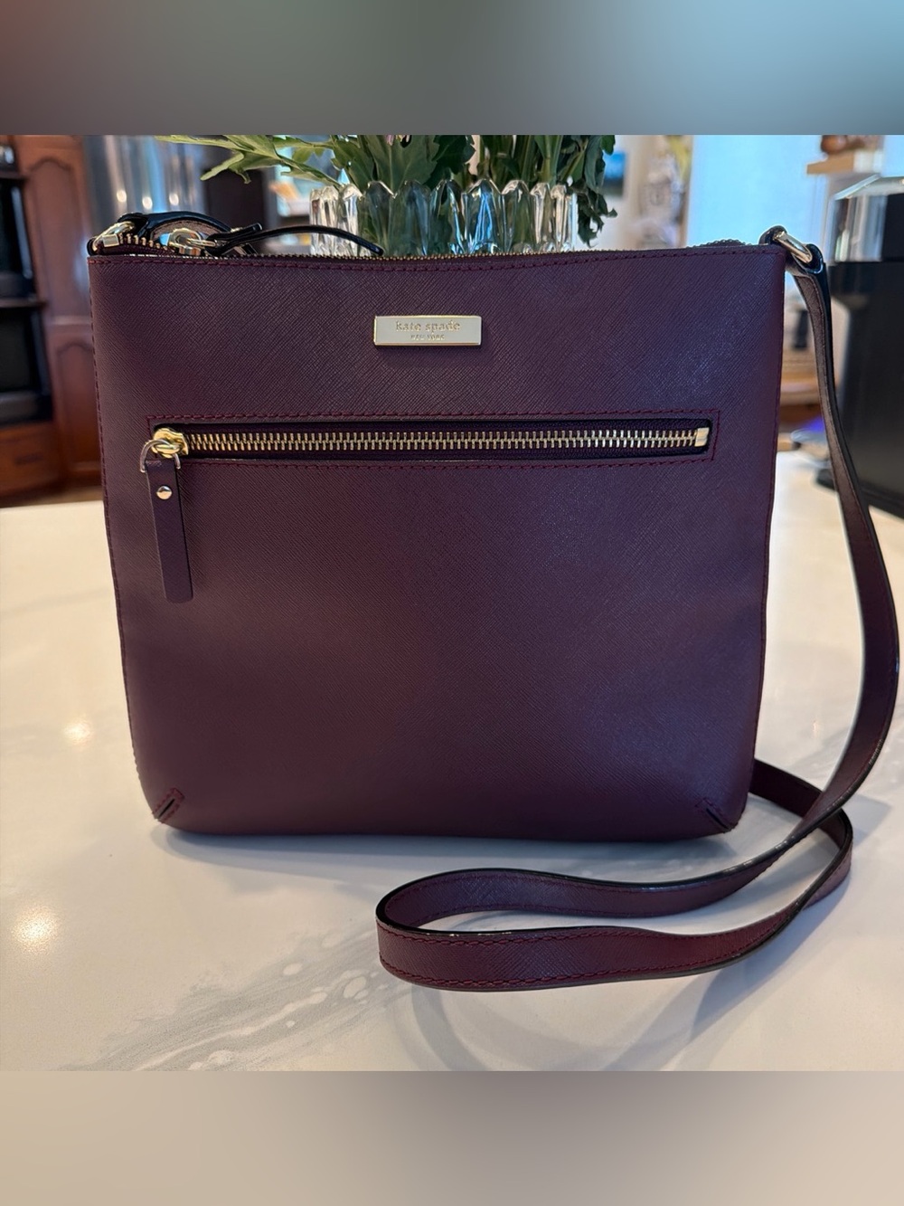Kate Spade New York laurel way Rima crossbody bag in deep plum Eggplant EUC